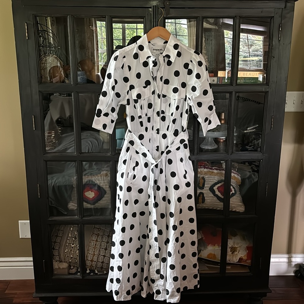 Anthropologie Essentiel Antwerp Fingy Puff-Sleeve Midi Dress - Picture 6 of 9